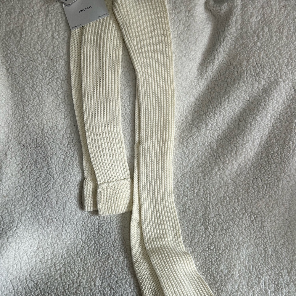 Cream Ribbed Knit Scarf - Picture 2 of 2